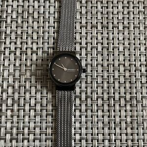 Skagen Black and Silver Mesh Watch